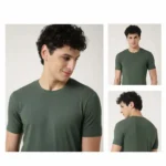 MARKS & SPENCERS ROUND NECK DARK KHAKHI T-SHIRT - COTTON PLAIN-MRP-1299