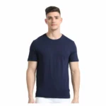 SKECHERS - NAVY BLUE ROUND NECK T - SHIRT - 60% COTTON - 40% POLYESTER-MRP-2299