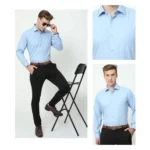 Vanheusen Wrinkle Free Formal Shirt CVC Blue-Men-MRP-1999