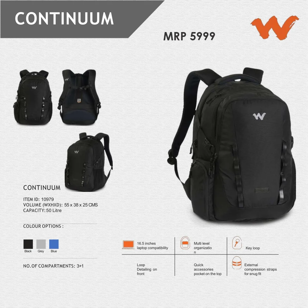 05141e709d0ef30a1504b2ca5b9bff99.webp Wildcraft Continuum Backpack- 10979 MRP 5999 - Image 1