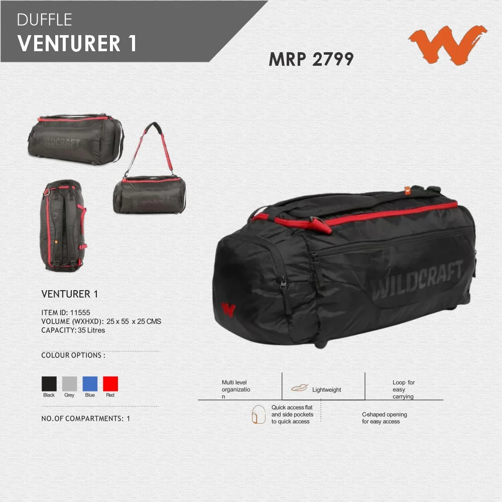 092bd0900af2a35b925e952cccecb098.webp Wildcraft Venturer 1 Duffle Bag- 11555 MRP 2799 - Image 1
