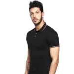 UCB COTTON T-SHIRT WITH TIPPING - BLACK-MRP-1599