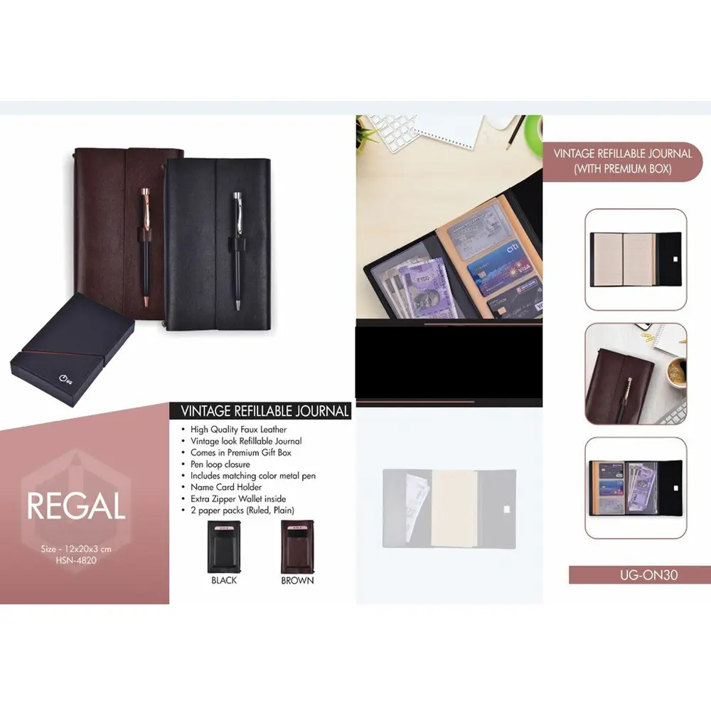 10e46dee8b6572831157be0322701ab9.webp REGAL - Vintage Style Refillable Notebooks - Image 1