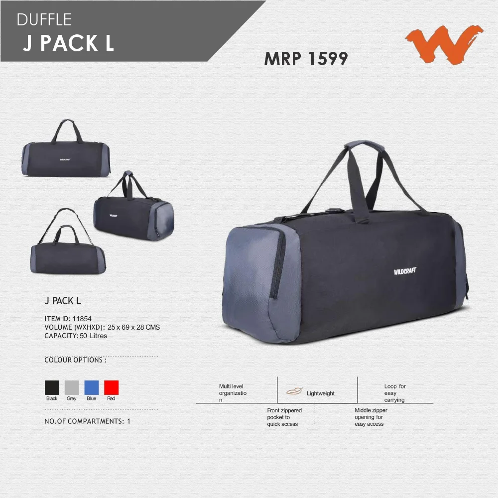 12e3aa9294ed18f57c609820a60ac623.webp Wildcraft J pack L Duffle Bag- 11854 MRP 1599 - Image 1