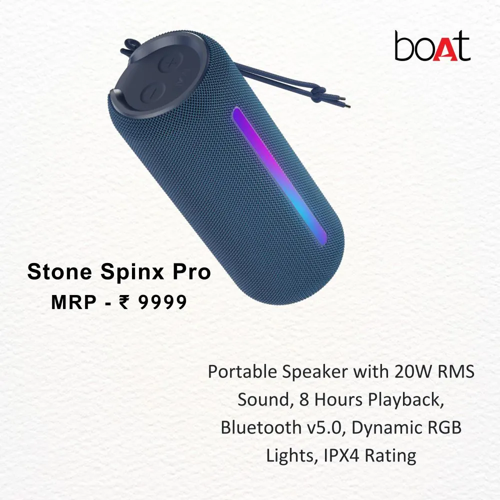 14be94306f0c3026964aeab75fa349e7.webp Boat - Stone Spinx Pro Speaker - MRP 9999 - Image 1