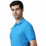 MARKS & SPENCERS POLO NECK SEA BLUE T-SHIRT - COTTON PLAIN-MRP-1699