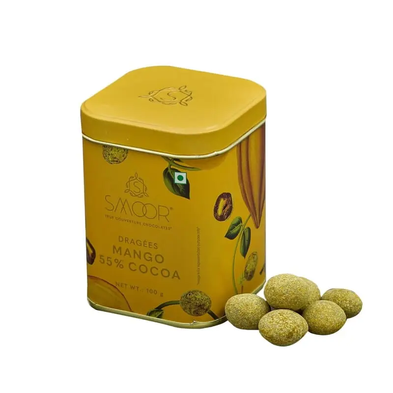 1ed8b0488d5e0a297e1e02812656fa88.webp Smoor Chocolates - DRAGÉES - MANGO 55% COCOA - MRP 660 - Image 1