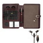 SUPERBOOK - Notebook Organiser With 8000 mAh Power Bank and 16 GB Flash Drive - Coffee Brown