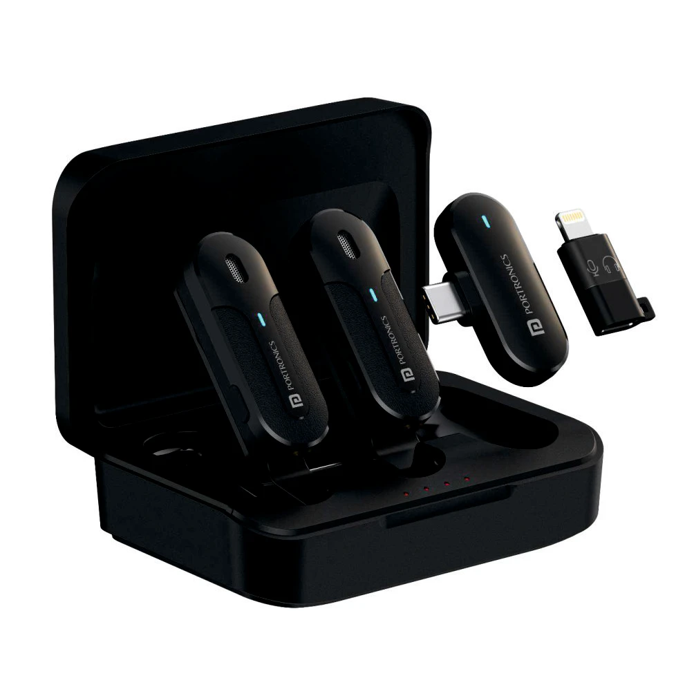 2342e5eddde4ce33141c87630a69b9eb.webp Portronics - Vlogmate 2 Dual Microphone With Charging Case - MRP 2999 - Image 1