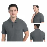 MARKS & SPENCERS POLO NECK GREY T-SHIRT - COTTON PLAIN-MRP-1699