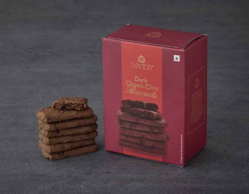 2db2e74a0b3a56b42547b84538bff0f6.webp Smoor Chocolates - COOKIES - DARK CHOCO-CHIP BISCUITS - MRP 250 - Image 1
