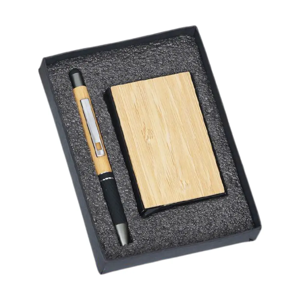 3f0a2b2d242560a35f6030752599892b.webp Bamboo card Holder & Pen set - 202 - Image 1