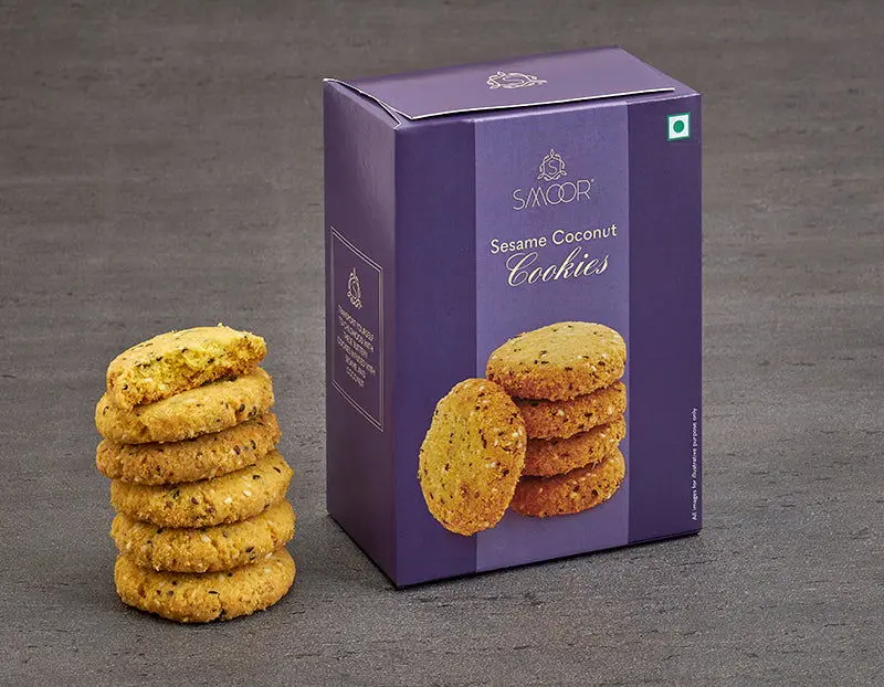 4779dcafda13941e513bc0700ae66cd8.webp Smoor Chocolates - COOKIES - SESAME COCONUT COOKIES MRP 175 - Image 1
