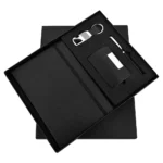 FTJ - Sr 159 - Black Elastic 4 in 1 Pen, Diary, Cardholder & Keychain