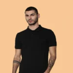 JACK & JONES - SOLID POLO NECK - T-SHIRT-BLACK COLOUR-MRP-1799