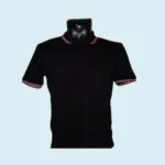 ARROW POLO T-SHIRT - BLACK WITH WHITE AND RED TIPPINGS COLOUR-MRP-1299