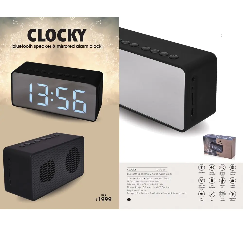 539b76f1d32a213a10b5b8f64a049265.webp CLOCKY - Bluetooth Speaker & Mirrored Alarm Clock - Image 1