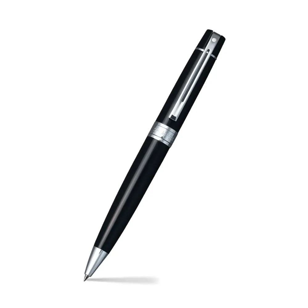 5a9e36475ea853f023ff5a4093748991.webp Sheaffer - 300 Glossy Black Ballpoint Pen With Chrome Trim - Image 1