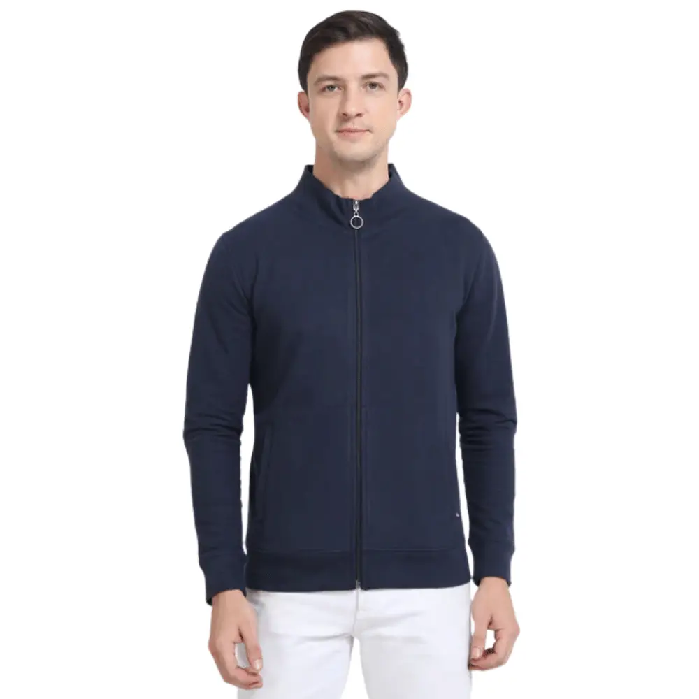 5d095b01829fa52583188996f97837ee.webp Caslay - Sustainable High Neck Jacket - Navy Blue-MRP-2999 - Image 1