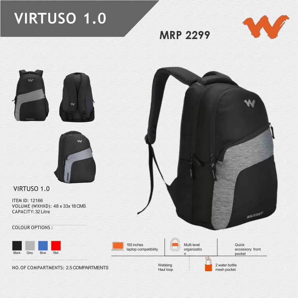 607bef8de114cb3c959473e4f48e0976.webp Wildcraft Virtusa Backpack- 12166 MRP 2299 - Image 1