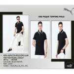 PUMA - ESS PIQUE TIPPING POLO T-SHIRT - BLACK WITH WHITE TIPPING - MRP-2199