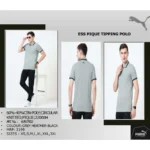 PUMA - ESS PIQUE TIPPING POLO T-SHIRT - GREY WITH BLACK TIPPING - MRP-2199
