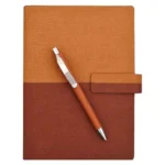 DUAL BROWN-TAN DIARY WITH PEN