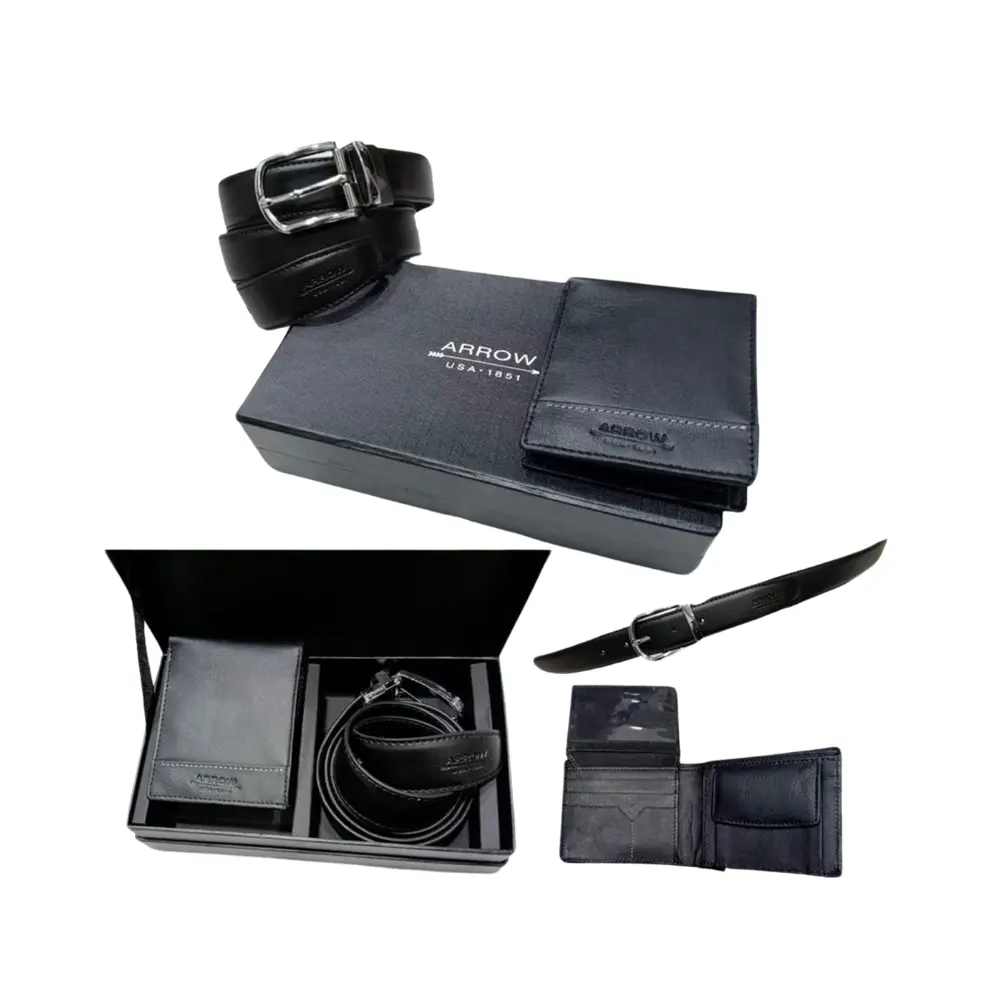 664afbf1e4b9e664afbf1e4ba9.webp ARROW - LEATHER WALLET AND DUAL SIDE NON- LEATHER BELT - Image 1