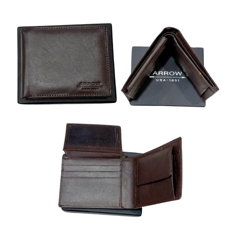 664afddcd7f85664afddcd7f90.webp ARROW LEATHER WALLET - DARK BROWN - Image 1