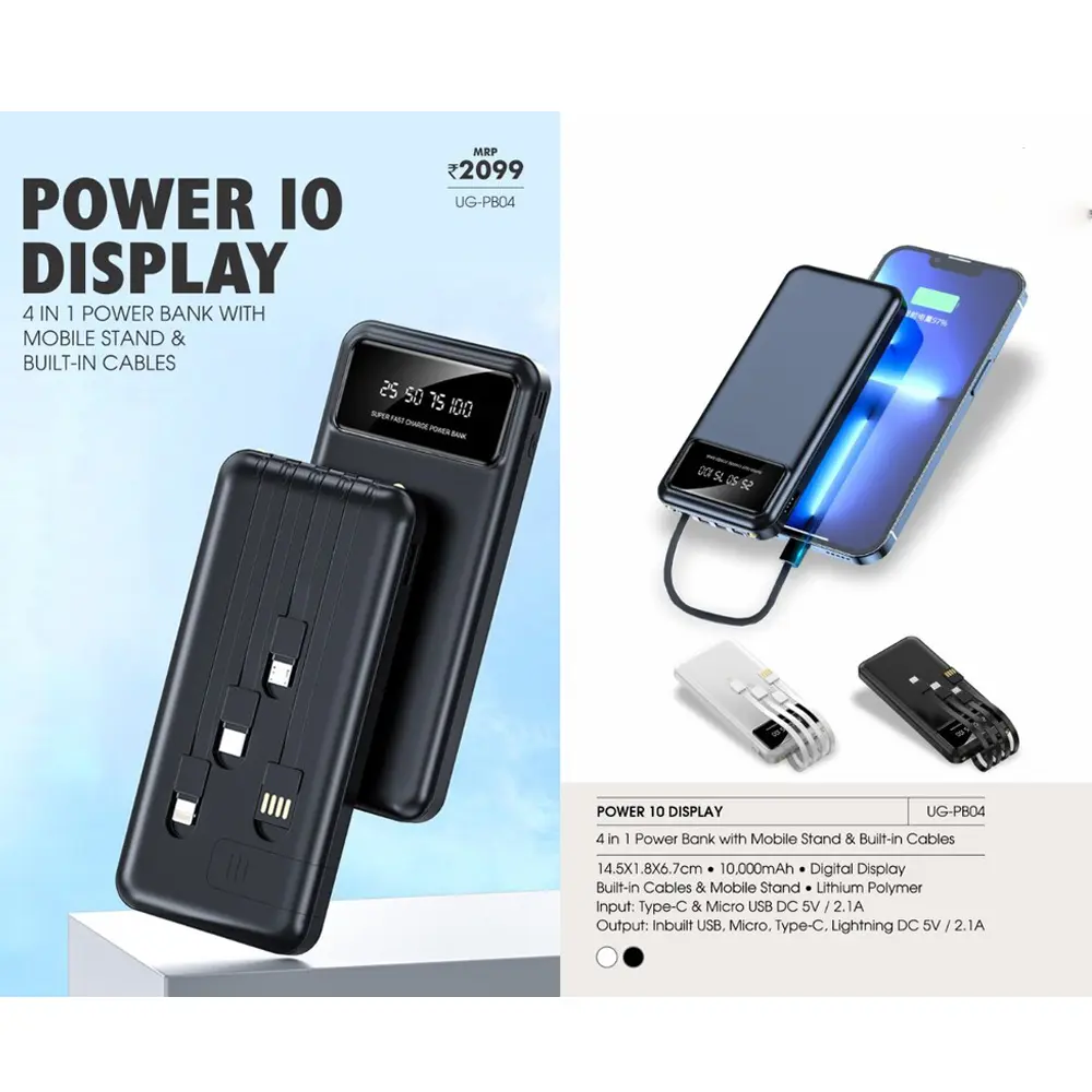 68956735c9929910ae7e65c8141cfe4b.webp 4-IN-1 Power Bank With Mobile Stand & Built-IN Cables - POWER 10 DISPLAY - Image 1