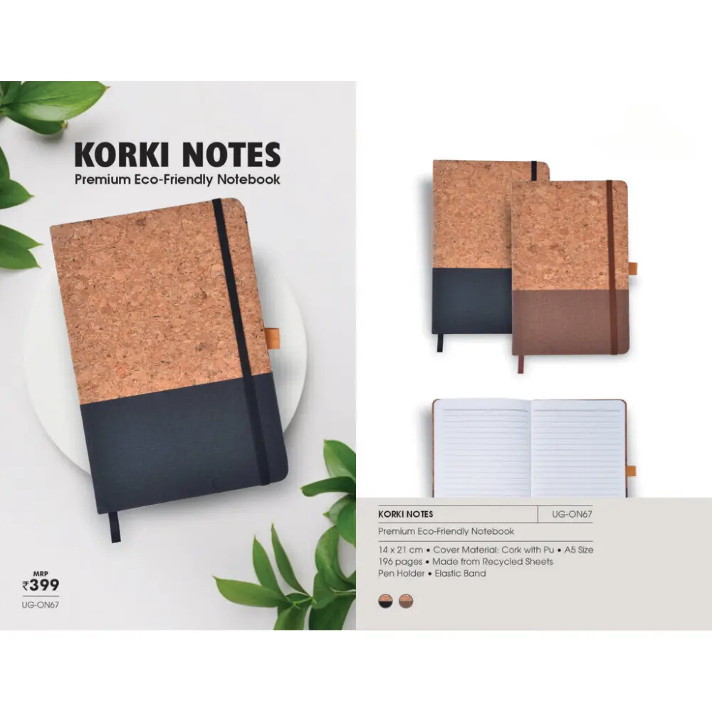 6fc9feac338d54faed46b601305f98a5.webp KORKI NOTES - Premium Eco-Friendly Notebook - Image 1