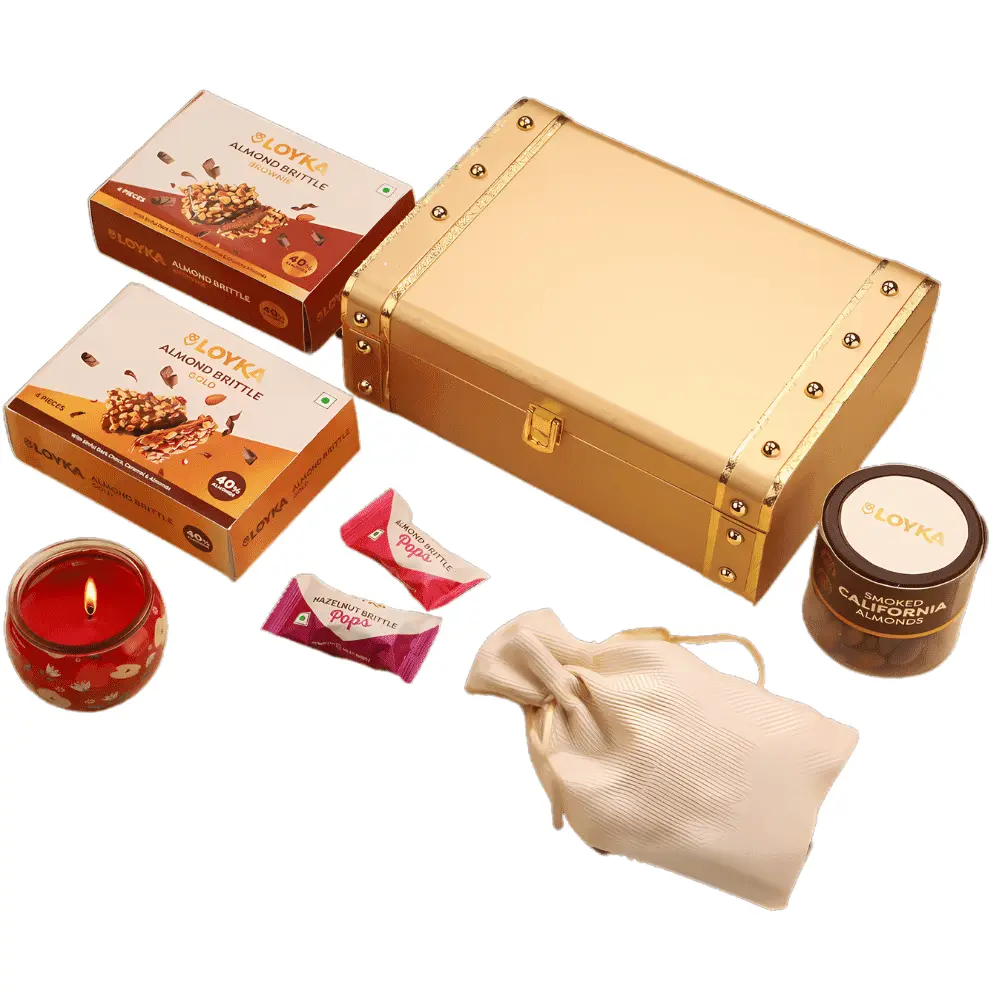 74bb944b23c863db1e99835168b8a7ec.webp LOYKA - Diwali Golden Unique Trunk(Reusable) Gift Box - Image 1