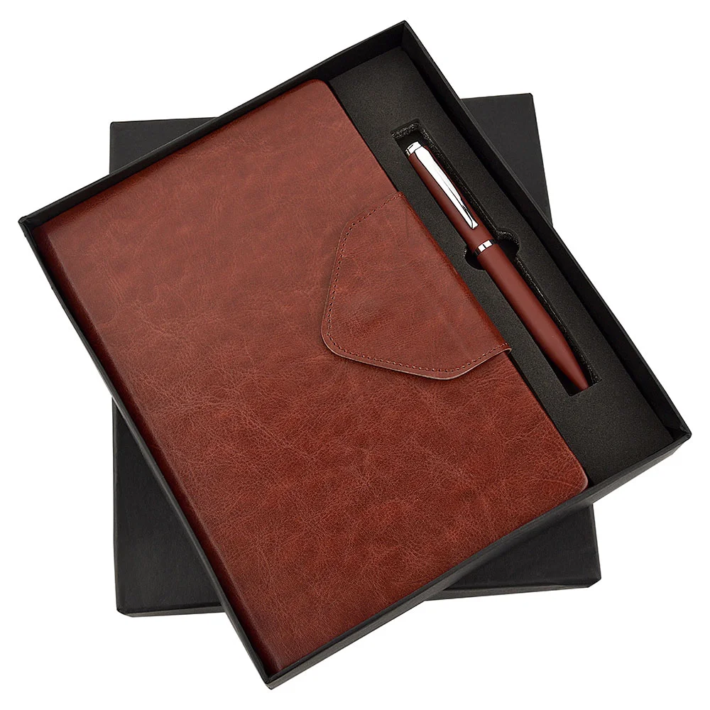767722dc01f805e00c2e65acb184f7e4.webp FTJ - Sr 142 - Brown Flap Pen & Diary - Image 1