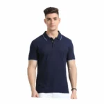 SKECHERS - NAVY BLUE POLO WITH WHITE AND ROYAL BLUE TIPPING T-SHIRT - 100% COTTON-MRP-1999