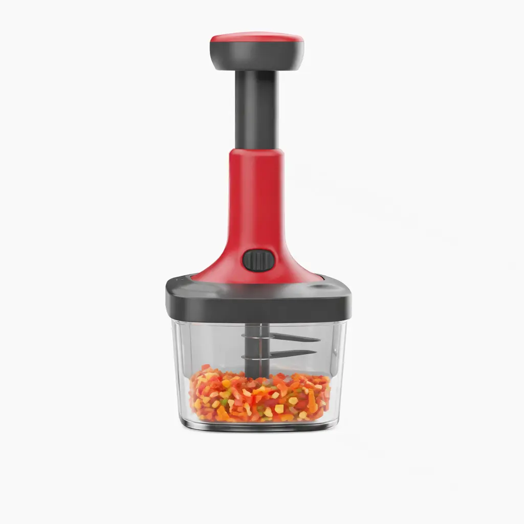 945136a4a6239c2ef91f33e6d01fb0b9.webp Manual Push Chopper 650ml – Compact Vegetable & Garlic Cutter - Image 1