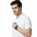 MARKS & SPENCERS POLO NECK WHITE T-SHIRT - COTTON PLAIN-MRP-1699