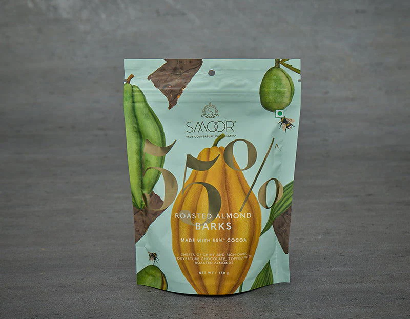 a00f7ace8cb6a99ecb46e33e3203b290.webp Smoor Chocolates - CHOCOLATE BARKS - ROASTED ALMOND BARKS 55% COCOA - MRP 560 - Image 1
