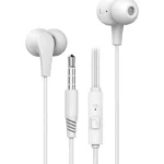 Ambrane EP-56 Wired Earphones with Powerful Bass, In-Line Mic and Extra Soft Eartips (White)