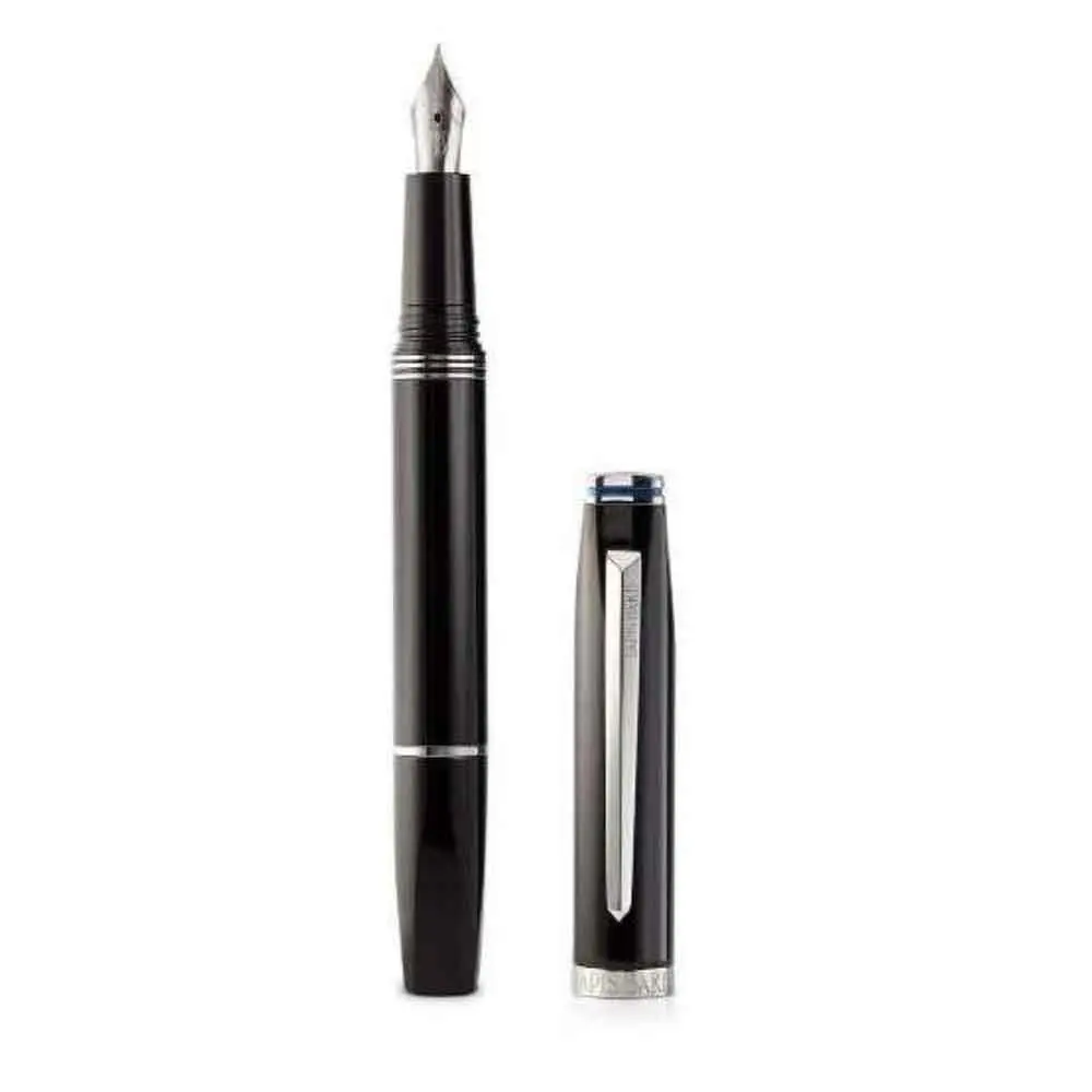 a09794cf9fb31e28302ca035787f139c.webp Contemporary Dark Metal Chrome Trims Fountain Pen - Image 1