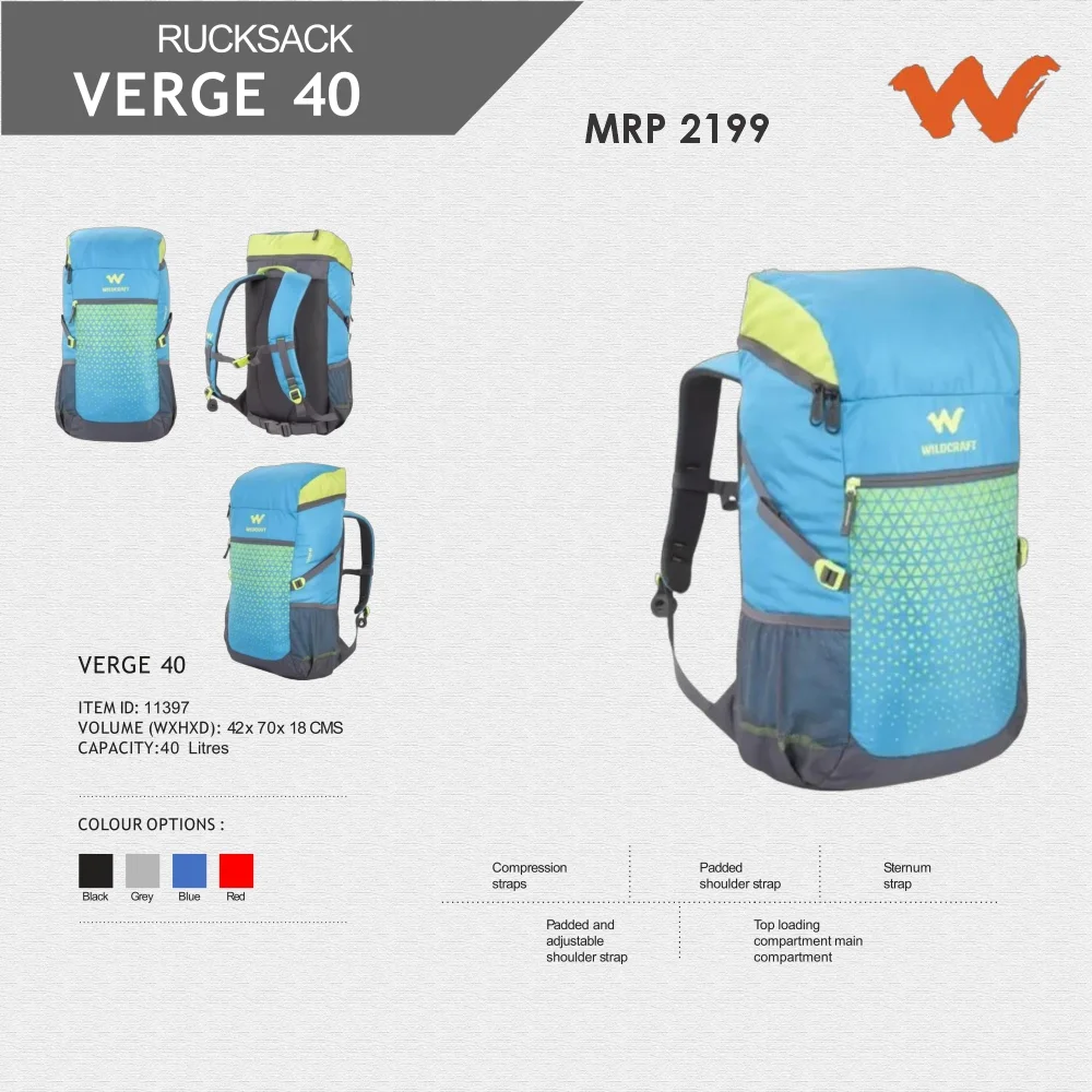 a3555e140bc7dfb9bd175dd4d69d7fa1.webp Wildcraft Verge 40 Rucksack-11397 MRP 2199 - Image 1