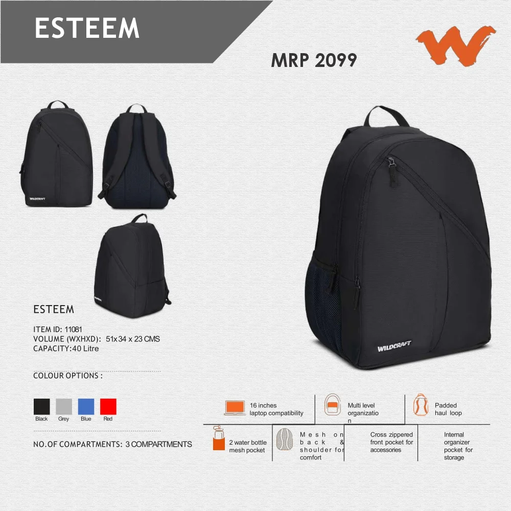 a63076a005d36d8429739e8393097cd0.webp Wildcraft E steem Backpack-11081 MRP 2099 - Image 1