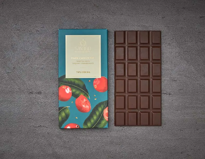 b6440ea065730d86ac26e47514a608cd.webp Smoor Chocolates - DARK CHOCOLATE BAR COLLECTION - 80g - CRANBERRY - MRP 515 - Image 1