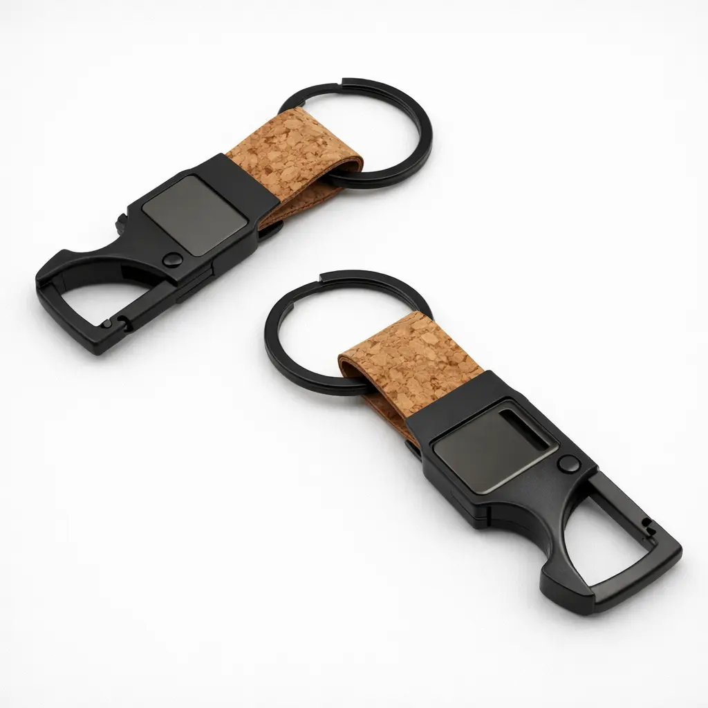 b94fd8dd39a898e19ade9fbb0cbb755c.webp Bamboo & Stainless Steel Keychain - Image 1