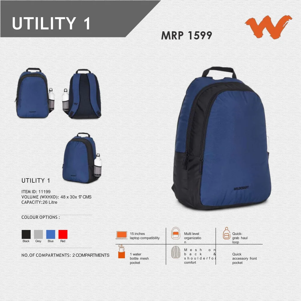 c64bd9eea48b626d95376f2994613b54.webp Wildcraft Utility Backpack-11199 MRP 1599 - Image 1