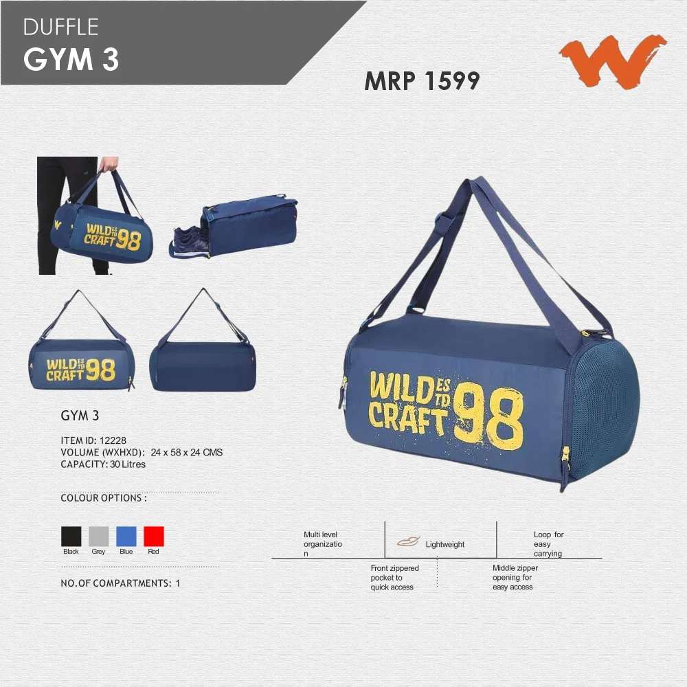 ca39176e4cfb988416608a88bea224de.webp Wildcraft Gym 3 Duffle Bag- 12228 MRP 1599 - Image 1