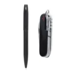 Pennlne Atlas Matte Black Ball Point Pen + 11 in 1 Multitool Combo