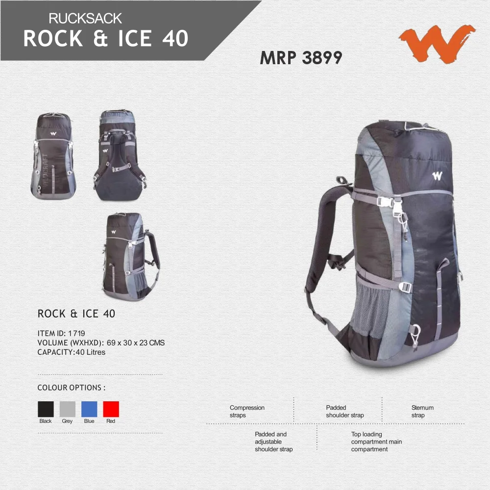 d1bc96275f16746b9125e3eab5c0afc0.webp Wildcraft Rock & Ice 40 Rucksack- 1719 MRP 3899 - Image 1