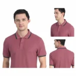 MARKS & SPENCERS POLO NECK PLUM T-SHIRT - COTTON PLAIN WITH TIPPING-MRP-1899