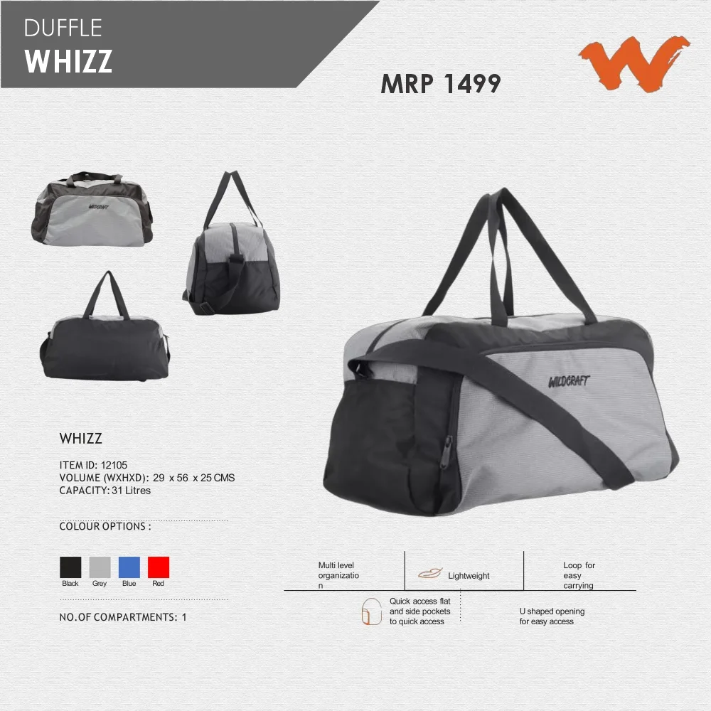 e1ac486a984451bf6afa2e8d13fa9edb.webp Wildcraft Whizz Duffle Bag- 12105 MRP 1499 - Image 1