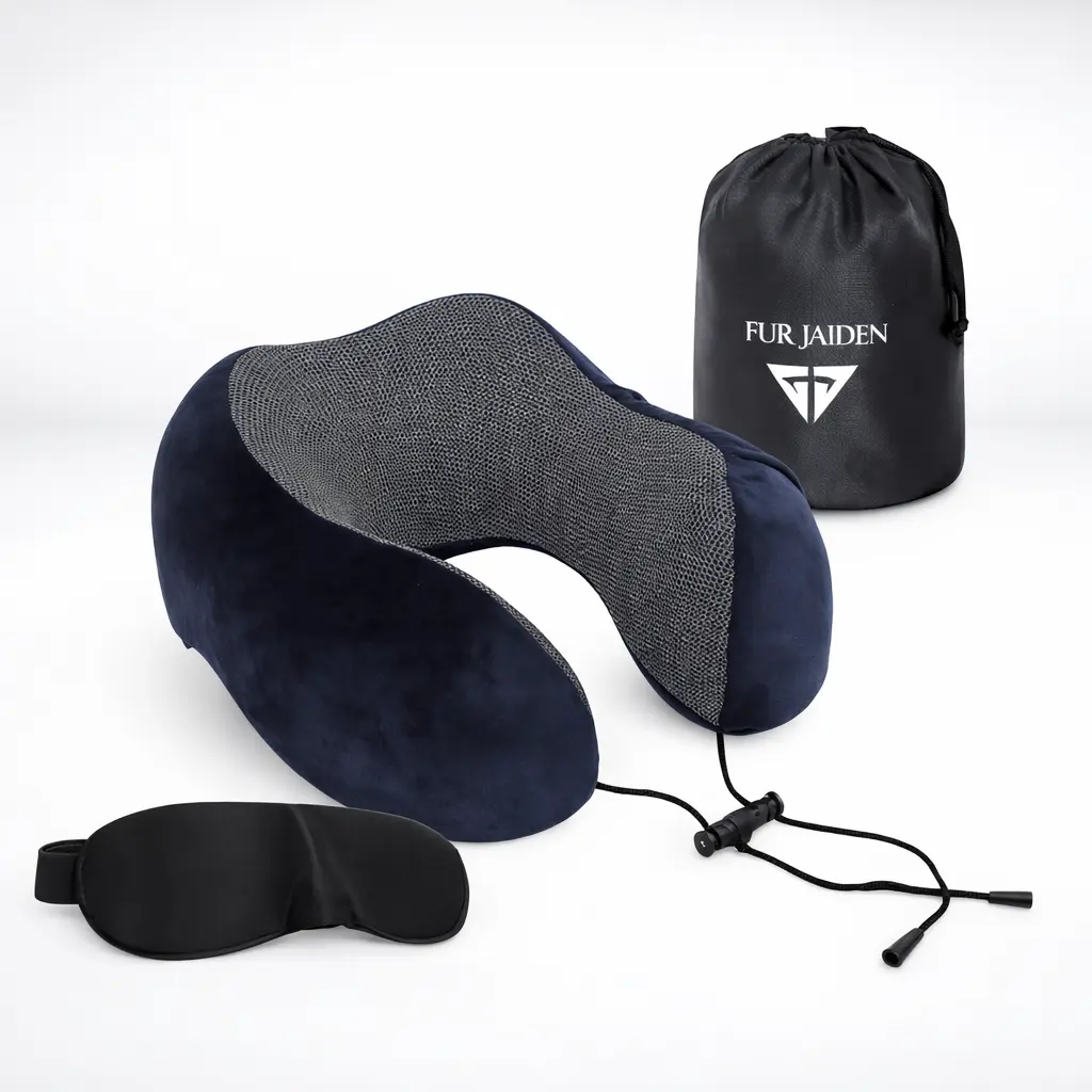 e3fc09277a75c54c156e00faf364176f.webp Memory Foam Travel Neck Pillow Set with Eye Mask & Earplugs – Premium Corporate Travel Gift - Image 1